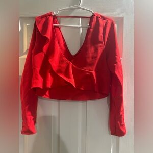 Red Ruffled Women's Crop Top